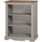 Corona Bookcase Grey Wax Small 3 Shelf Unit Solid Pine by Mercers Furniture