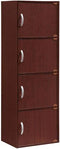 Hodedah Import 4-shelf Bookcase Cabinet, Mahogany