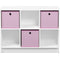 Furinno Basic 6 Cube Storage Organizer Bookcase with Bins, White/Pink