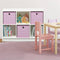 Furinno Basic 6 Cube Storage Organizer Bookcase with Bins, White/Pink