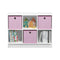 Furinno Basic 6 Cube Storage Organizer Bookcase with Bins, White/Pink