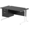 Impulse 1400 x 800mm Straight Office Desk Black Top White Cantilever Leg ...