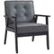 HOMCOM Grey Upholstered Armchair: Modern Accent Chair For Bedroom & Living Room