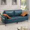 3 Seater Faux Leather Sofa Blue Elephant Upholstery Colour: Navy