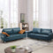 3 Seater Faux Leather Sofa Blue Elephant Upholstery Colour: Navy