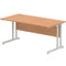 Impulse Straight Desk Silver Cantilever Leg Oak 1600 x 800mm