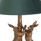 Antique Gold Marching Hares Lamp With Green Velvet Shade Lighting Hill Interiors 