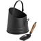 Black Coal Bucket with Teak Handle Shovel Accessories Hill Interiors 