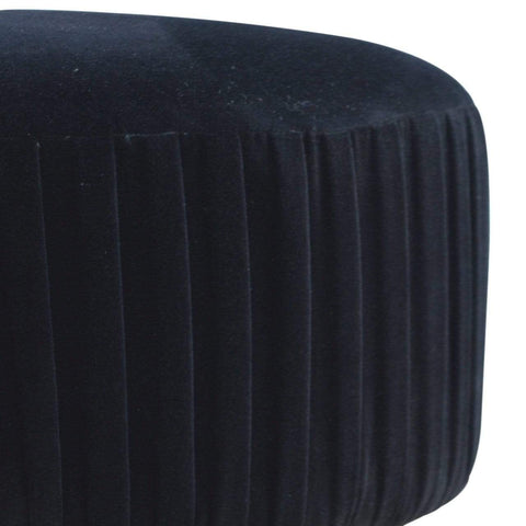 Black Cotton Velvet Pleated Footstool with Gold Base Living Artisan Furniture 