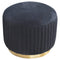 Black Cotton Velvet Pleated Footstool with Gold Base Living Artisan Furniture 