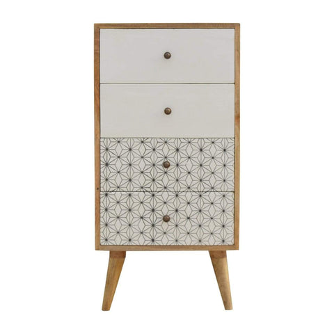 Geometric Screen Printed Tallboy Sleeping Artisan Furniture 