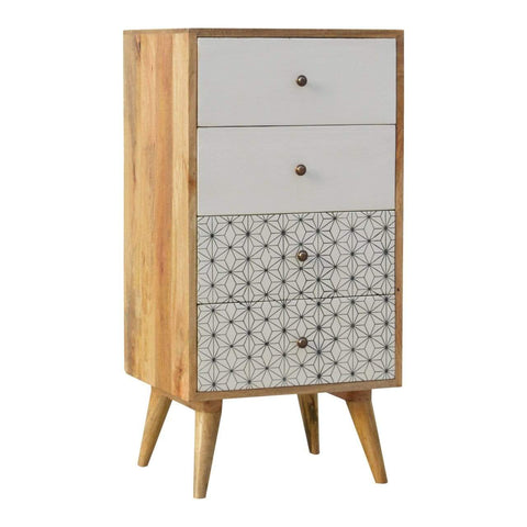 Geometric Screen Printed Tallboy Sleeping Artisan Furniture 