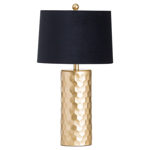 Jem Honeycomb Gold Table Lamp With Black Velvet Shade Lighting Hill Interiors 