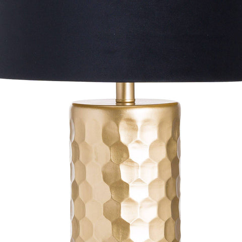 Jem Honeycomb Gold Table Lamp With Black Velvet Shade Lighting Hill Interiors 