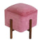 Pink Velvet Footstool with Solid Wood Legs Living Artisan Furniture 