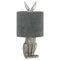 Silver Hare Table Lamp With Grey Velvet Shade Lighting Hill Interiors 