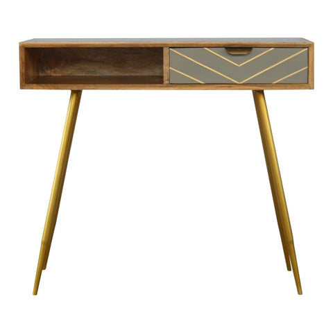 Sleek Cement Brass Inlay Writing Desk Living Artisan Furniture 